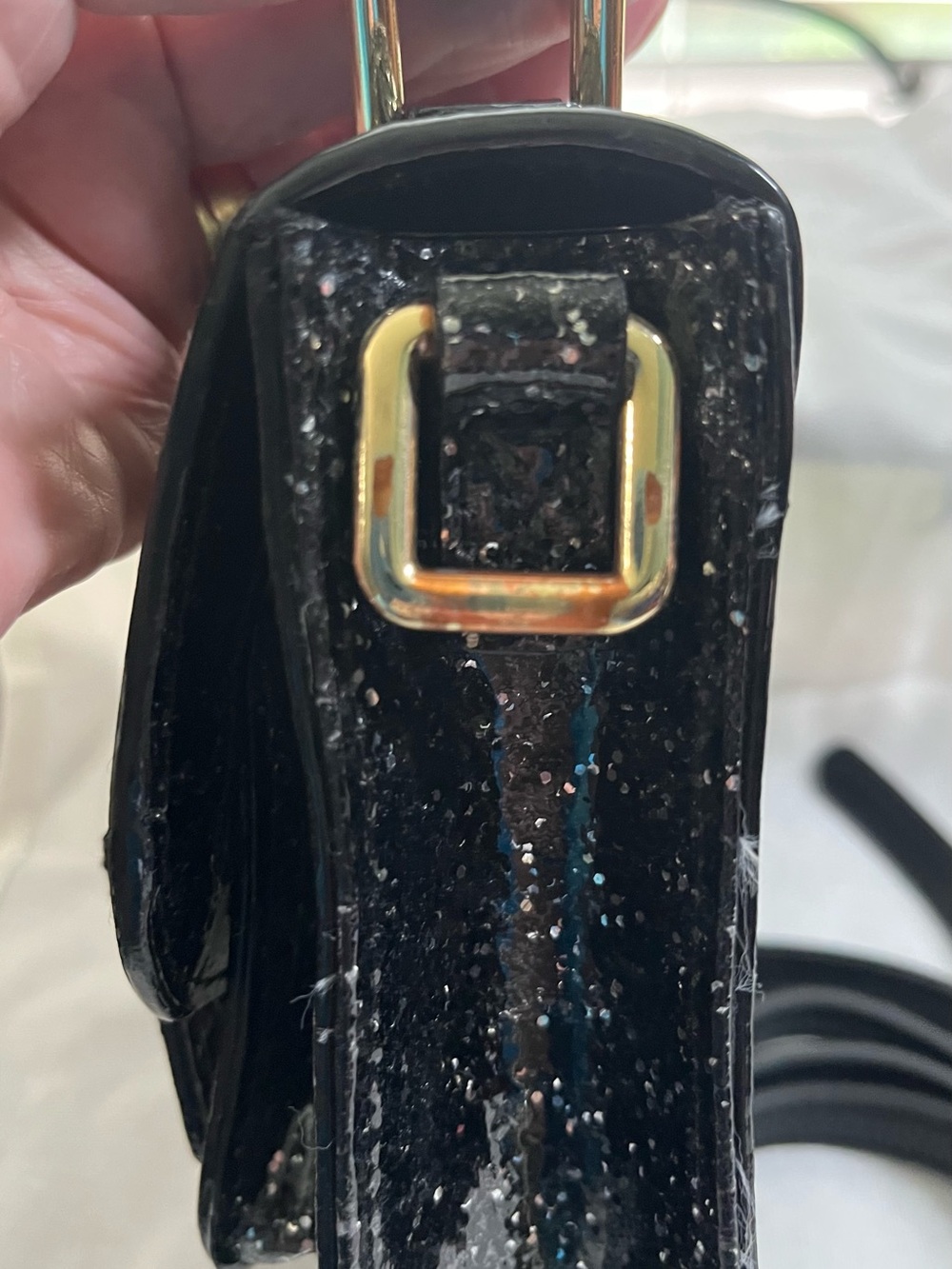 kate spade Black Glitter Mini Scout Satchel/Crossbody with Gold Hardware - Picture 5 of 10
